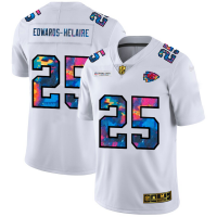 Kansas City Kansas City Chiefs #25 Clyde Edwards-Helaire Men's White Nike Multi-Color 2020 NFL Crucial Catch Limited NFL Jersey