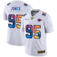 Kansas City Kansas City Chiefs #95 Chris Jones Men's White Nike Multi-Color 2020 NFL Crucial Catch Limited NFL Jersey