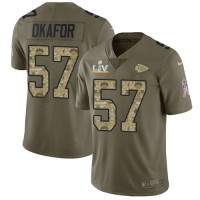 Nike Kansas City Chiefs #57 Alex Okafor Olive/Camo Men's Super Bowl LV Bound Stitched NFL Limited 2017 Salute To Service Jersey