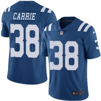 Nike Indianapolis Colts #38 T.J. Carrie Royal Blue Men's Stitched NFL Limited Rush Jersey