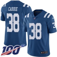 Nike Indianapolis Colts #38 T.J. Carrie Royal Blue Men's Stitched NFL Limited Rush 100th Season Jersey