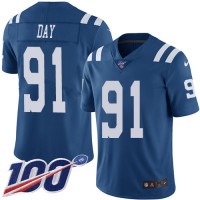 Nike Indianapolis Colts #91 Sheldon Day Royal Blue Men's Stitched NFL Limited Rush 100th Season Jersey