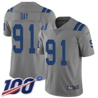 Nike Indianapolis Colts #91 Sheldon Day Gray Men's Stitched NFL Limited Inverted Legend 100th Season Jersey