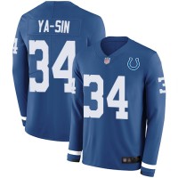 Nike Indianapolis Colts #34 Rock Ya-Sin Royal Blue Team Color Men's Stitched NFL Limited Therma Long Sleeve Jersey
