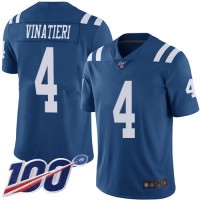 Nike Indianapolis Colts #4 Adam Vinatieri Royal Blue Men's Stitched NFL Limited Rush 100th Season Jersey