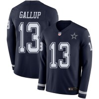 Nike Dallas Cowboys #13 Michael Gallup Navy Blue Team Color Men's Stitched NFL Limited Therma Long Sleeve Jersey