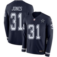 Nike Dallas Cowboys #31 Byron Jones Navy Blue Team Color Men's Stitched NFL Limited Therma Long Sleeve Jersey