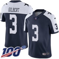 Nike Dallas Cowboys #3 Garrett Gilbert Navy Blue Thanksgiving Men's Stitched NFL 100th Season Vapor Throwback Limited Jersey