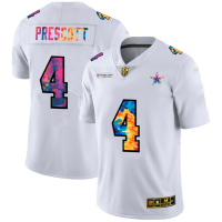 Dallas Dallas Cowboys #4 Dak Prescott Men's White Nike Multi-Color 2020 NFL Crucial Catch Limited NFL Jersey