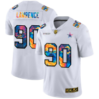 Dallas Dallas Cowboys #90 Demarcus Lawrence Men's White Nike Multi-Color 2020 NFL Crucial Catch Limited NFL Jersey