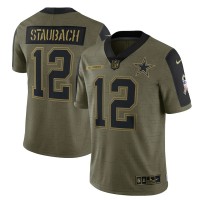 Dallas Dallas Cowboys #12 Roger Staubach Olive Nike 2021 Salute To Service Limited Player Jersey