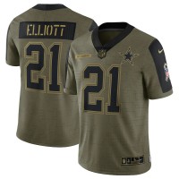 Dallas Dallas Cowboys #21 Ezekiel Elliott Olive Nike 2021 Salute To Service Limited Player Jersey