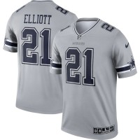 Dallas Dallas Cowboys #21 Ezekiel Elliott Nike Men's Gray Inverted Legend Jersey