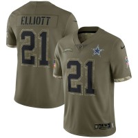 Dallas Dallas Cowboys #21 Ezekiel Elliott Nike Men's 2022 Salute To Service Limited Jersey - Olive