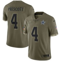 Dallas Dallas Cowboys #4 Dak Prescott Nike Men's 2022 Salute To Service Limited Jersey - Olive