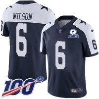 Nike Dallas Cowboys #6 Donovan Wilson Navy Blue Thanksgiving Men's Stitched With Established In 1960 Patch NFL 100th Season Vapor Untouchable Limited Throwback Jersey