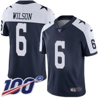 Nike Dallas Cowboys #6 Donovan Wilson Navy Blue Thanksgiving Men's Stitched NFL 100th Season Vapor Throwback Limited Jersey