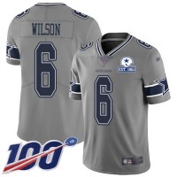 Nike Dallas Cowboys #6 Donovan Wilson Gray Men's Stitched With Established In 1960 Patch NFL Limited Inverted Legend 100th Season Jersey