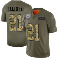 Dallas Dallas Cowboys #21 Ezekiel Elliott Men's Nike 2019 Olive Camo Salute To Service Limited NFL Jersey