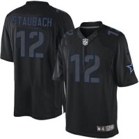 Nike Dallas Cowboys #12 Roger Staubach Black Men's Stitched NFL Impact Limited Jersey