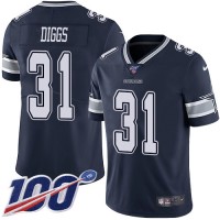 Nike Dallas Cowboys #31 Trevon Diggs Navy Blue Team Color Men's Stitched NFL 100th Season Vapor Untouchable Limited Jersey