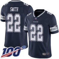 Nike Dallas Cowboys #22 Emmitt Smith Navy Blue Team Color Men's Stitched NFL 100th Season Vapor Limited Jersey