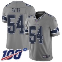 Nike Dallas Cowboys #54 Jaylon Smith Gray Men's Stitched NFL Limited Inverted Legend 100th Season Jersey