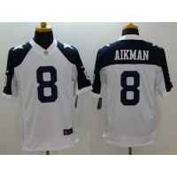 Nike Dallas Cowboys #8 Troy Aikman White Thanksgiving Throwback Men's Stitched NFL Limited Jersey