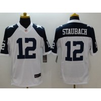 Nike Dallas Cowboys #12 Roger Staubach White Thanksgiving Throwback Men's Stitched NFL Limited Jersey
