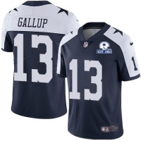 Nike Dallas Cowboys #13 Michael Gallup Navy Blue Thanksgiving Men's Stitched With Established In 1960 Patch NFL Vapor Untouchable Limited Throwback Jersey