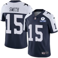Nike Dallas Cowboys #15 Devin Smith Navy Blue Thanksgiving Men's Stitched With Established In 1960 Patch NFL Vapor Untouchable Limited Throwback Jersey
