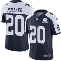 Nike Dallas Cowboys #20 Tony Pollard Navy Blue Thanksgiving Men's Stitched With Established In 1960 Patch NFL Vapor Untouchable Limited Throwback Jersey