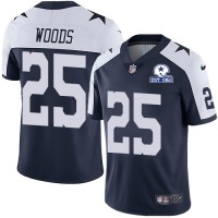 Nike Dallas Cowboys #25 Xavier Woods Navy Blue Thanksgiving Men's Stitched With Established In 1960 Patch NFL Vapor Untouchable Limited Throwback Jersey