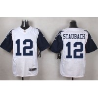 Nike Dallas Cowboys #12 Roger Staubach White Men's Stitched NFL Elite Rush Jersey