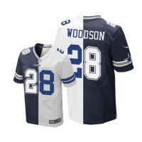 Nike Dallas Cowboys #28 Darren Woodson Navy Blue/White Men's Stitched NFL Elite Split Jersey