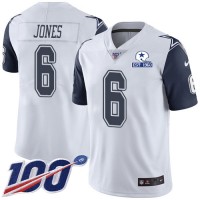 Nike Dallas Cowboys #6 Chris Jones White Men's Stitched With Established In 1960 Patch NFL Limited Rush 100th Season Jersey