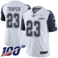 Nike Dallas Cowboys #23 Darian Thompson White Men's Stitched With Established In 1960 Patch NFL Limited Rush 100th Season Jersey