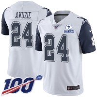 Nike Dallas Cowboys #24 Chidobe Awuzie White Men's Stitched With Established In 1960 Patch NFL Limited Rush 100th Season Jersey