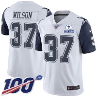 Nike Dallas Cowboys #37 Donovan Wilson White Men's Stitched With Established In 1960 Patch NFL Limited Rush 100th Season Jersey