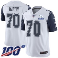 Nike Dallas Cowboys #70 Zack Martin White Men's Stitched With Established In 1960 Patch NFL Limited Rush 100th Season Jersey
