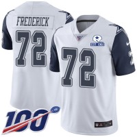 Nike Dallas Cowboys #72 Travis Frederick White Men's Stitched With Established In 1960 Patch NFL Limited Rush 100th Season Jersey