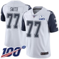 Nike Dallas Cowboys #77 Tyron Smith White Men's Stitched With Established In 1960 Patch NFL Limited Rush 100th Season Jersey