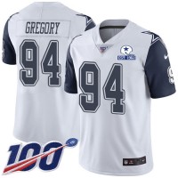 Nike Dallas Cowboys #94 Randy Gregory White Men's Stitched With Established In 1960 Patch NFL Limited Rush 100th Season Jersey
