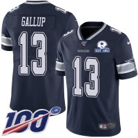Nike Dallas Cowboys #13 Michael Gallup Navy Blue Team Color Men's Stitched With Established In 1960 Patch NFL 100th Season Vapor Untouchable Limited Jersey