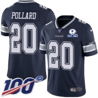 Nike Dallas Cowboys #20 Tony Pollard Navy Blue Team Color Men's Stitched With Established In 1960 Patch NFL 100th Season Vapor Untouchable Limited Jersey