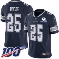 Nike Dallas Cowboys #25 Xavier Woods Navy Blue Team Color Men's Stitched With Established In 1960 Patch NFL 100th Season Vapor Untouchable Limited Jersey