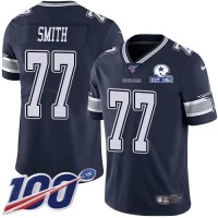 Nike Dallas Cowboys #77 Tyron Smith Navy Blue Team Color Men's Stitched With Established In 1960 Patch NFL 100th Season Vapor Untouchable Limited Jersey