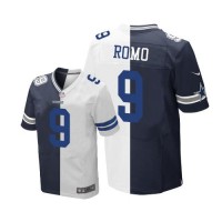 Nike Dallas Cowboys #9 Tony Romo Navy Blue/White Men's Stitched NFL Elite Split Jersey