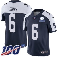 Nike Dallas Cowboys #6 Chris Jones Navy Blue Thanksgiving Men's Stitched With Established In 1960 Patch NFL 100th Season Vapor Untouchable Limited Throwback Jersey