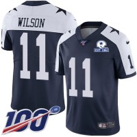 Nike Dallas Cowboys #11 Cedrick Wilson Navy Blue Thanksgiving Men's Stitched With Established In 1960 Patch NFL 100th Season Vapor Untouchable Limited Throwback Jersey
